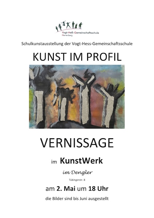 Flyer: Vernissage Kunst im Profil am 2. Mai um 18 Uhr im Dengler
